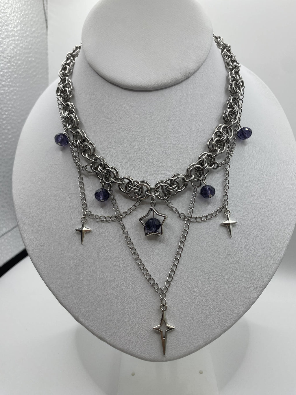 Silver Y2K Chainmail Choker Necklace