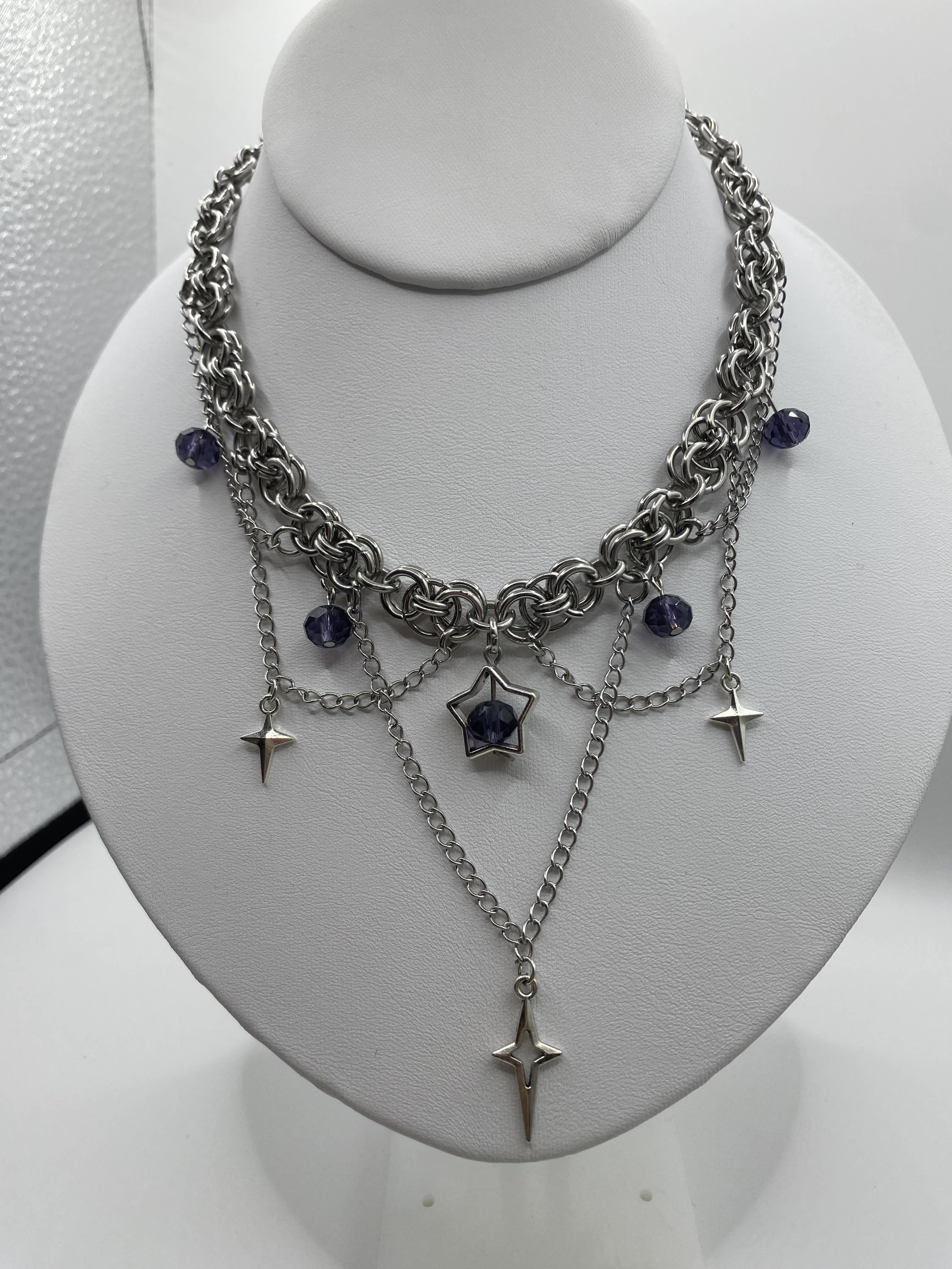 Silver Y2K Chainmail Choker Necklace