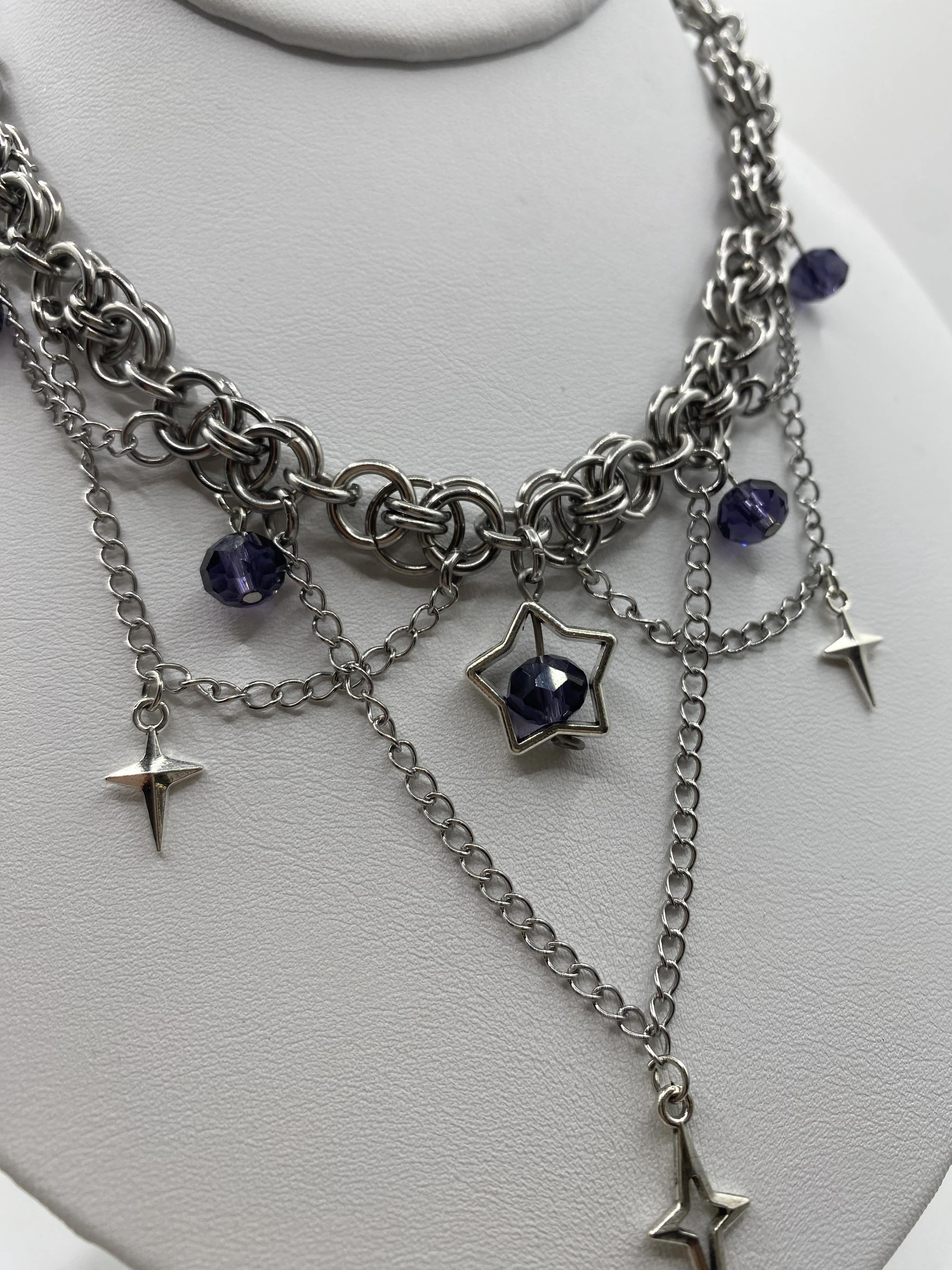 Silver Y2K Chainmail Choker Necklace