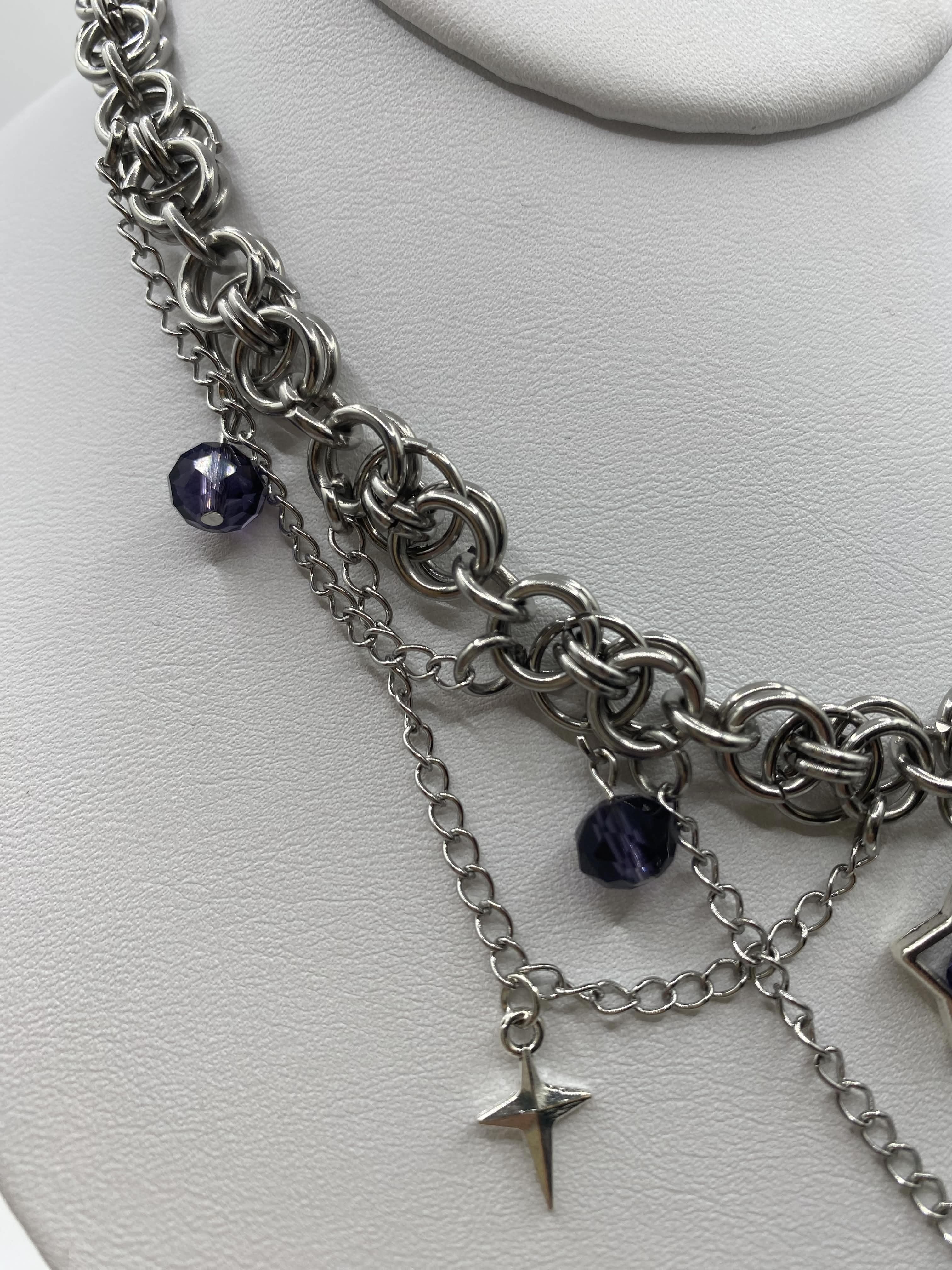 Silver Y2K Chainmail Choker Necklace